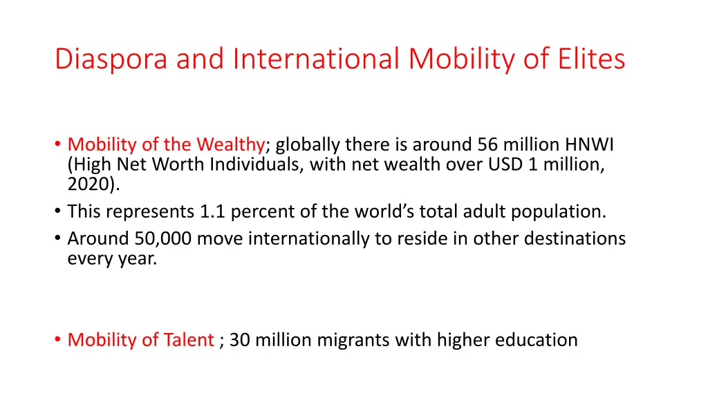 diaspora and international mobility of elites
