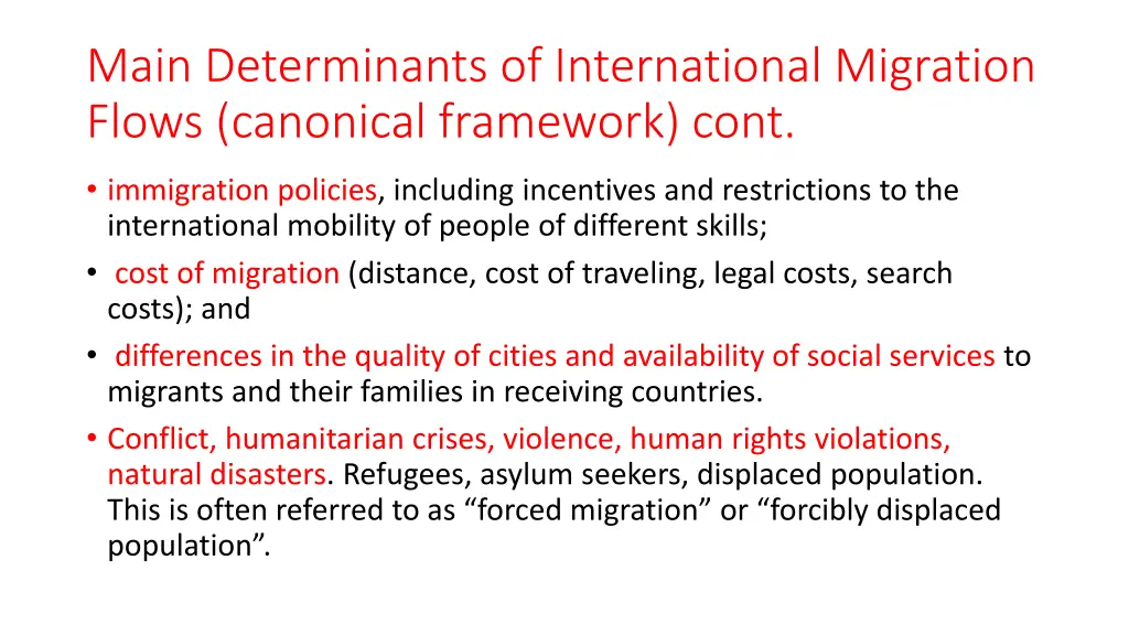 main determinants of international migration 1