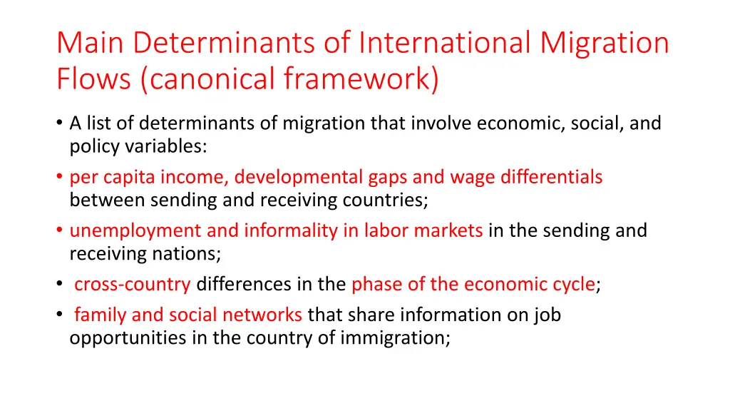 main determinants of international migration