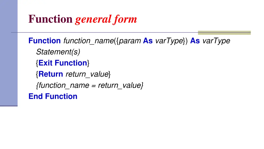 function general form