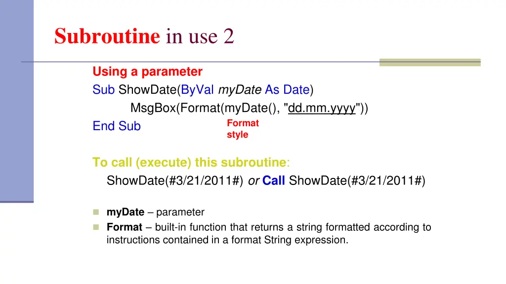 subroutine in use 2