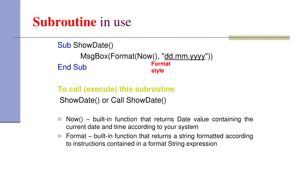 subroutine in use