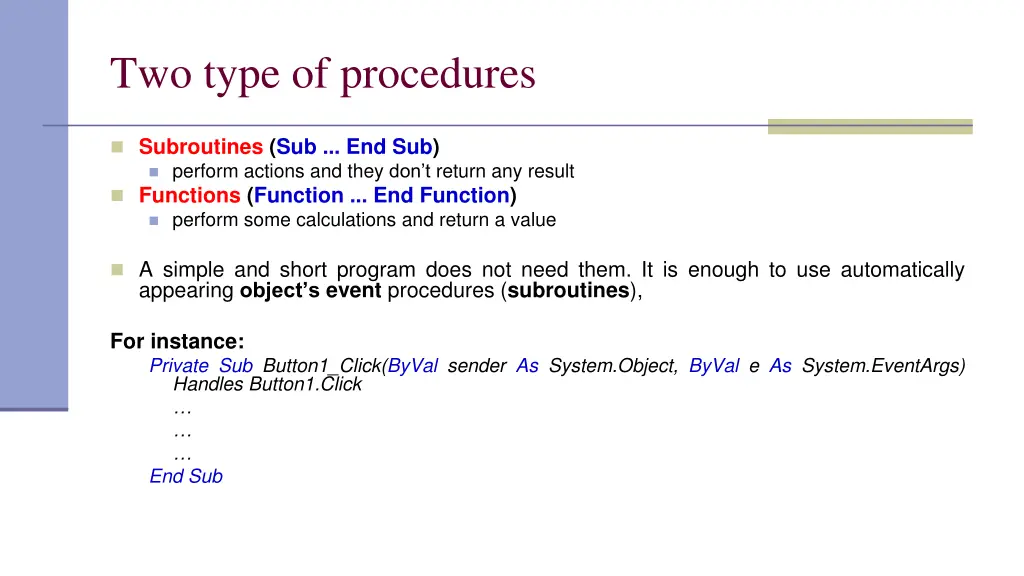 two type of procedures