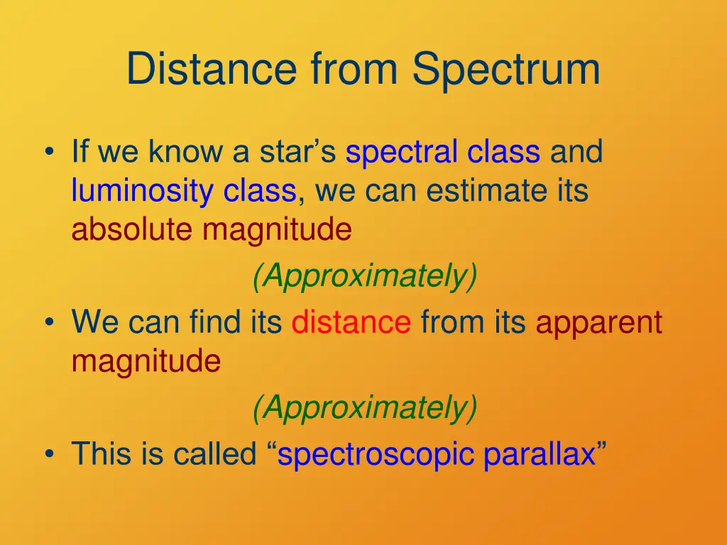 distance from spectrum