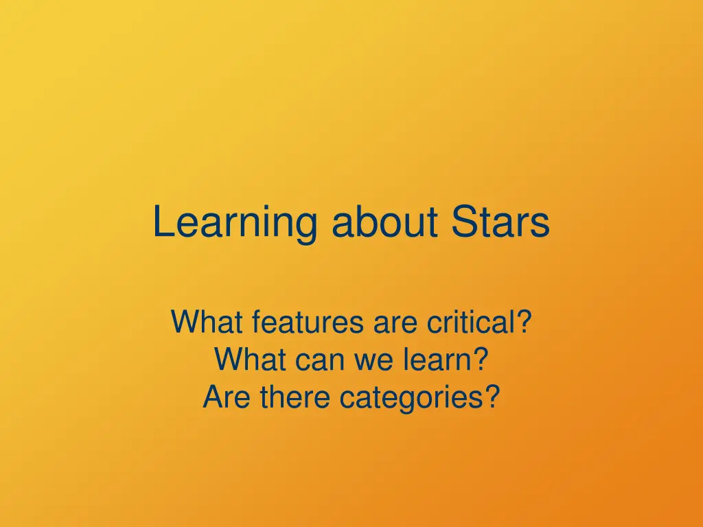learning about stars