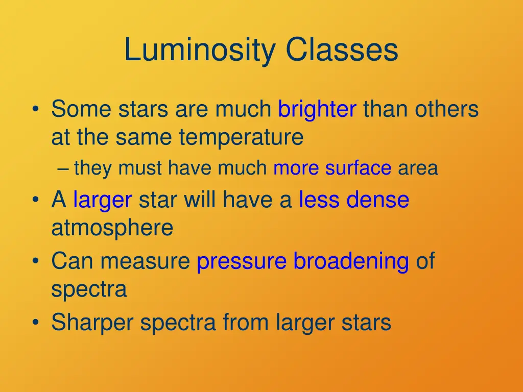 luminosity classes