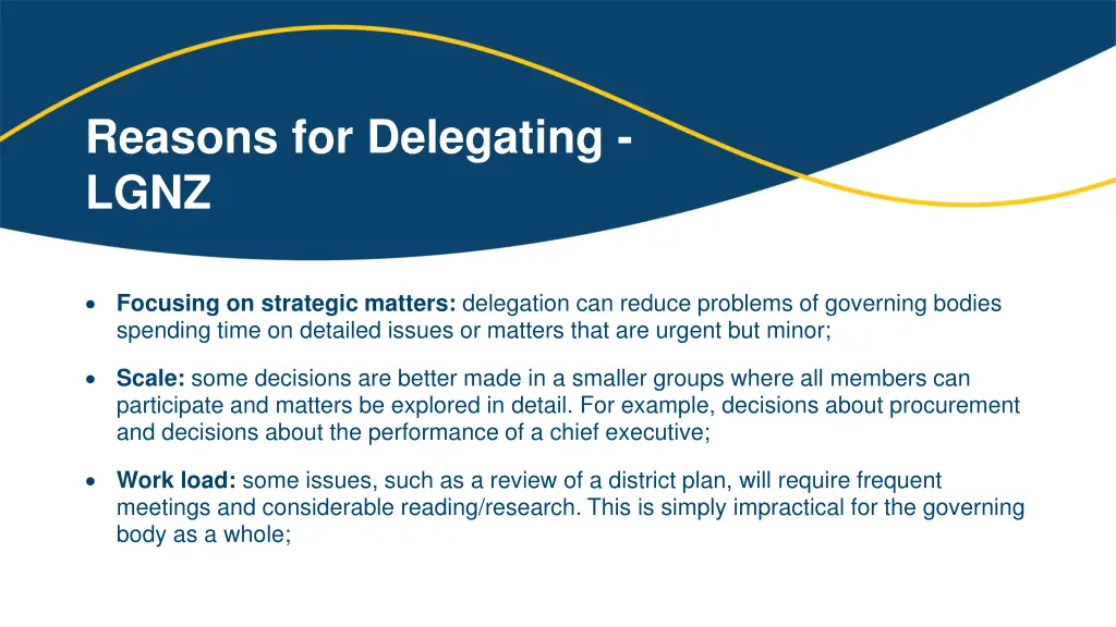 reasons for delegating lgnz