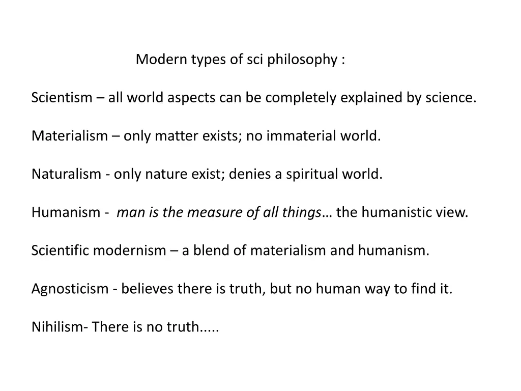 modern types of sci philosophy