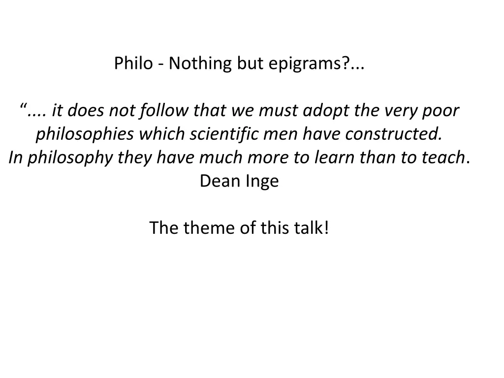 philo nothing but epigrams