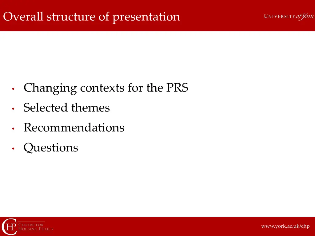 overall structure of presentation