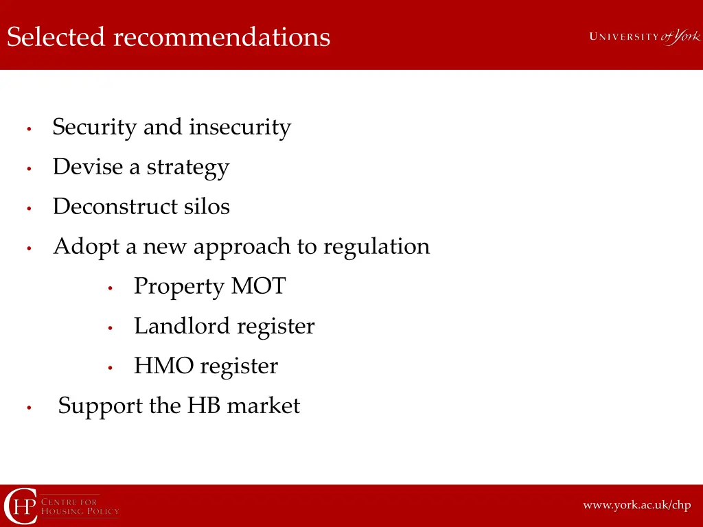 selected recommendations