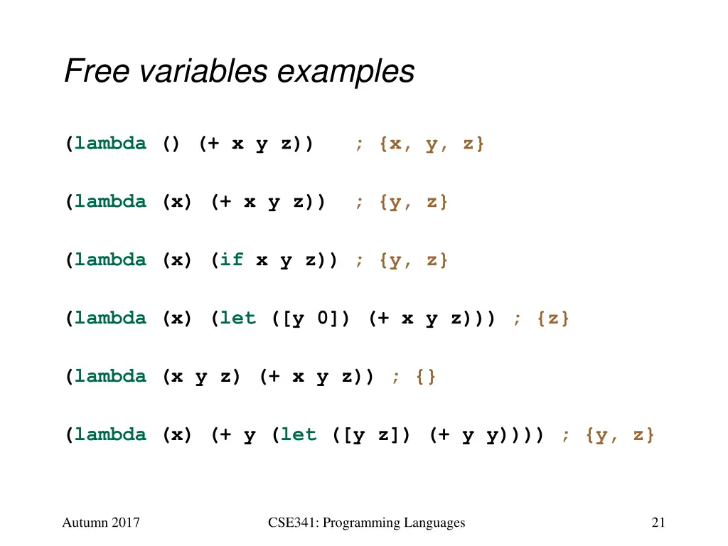 free variables examples