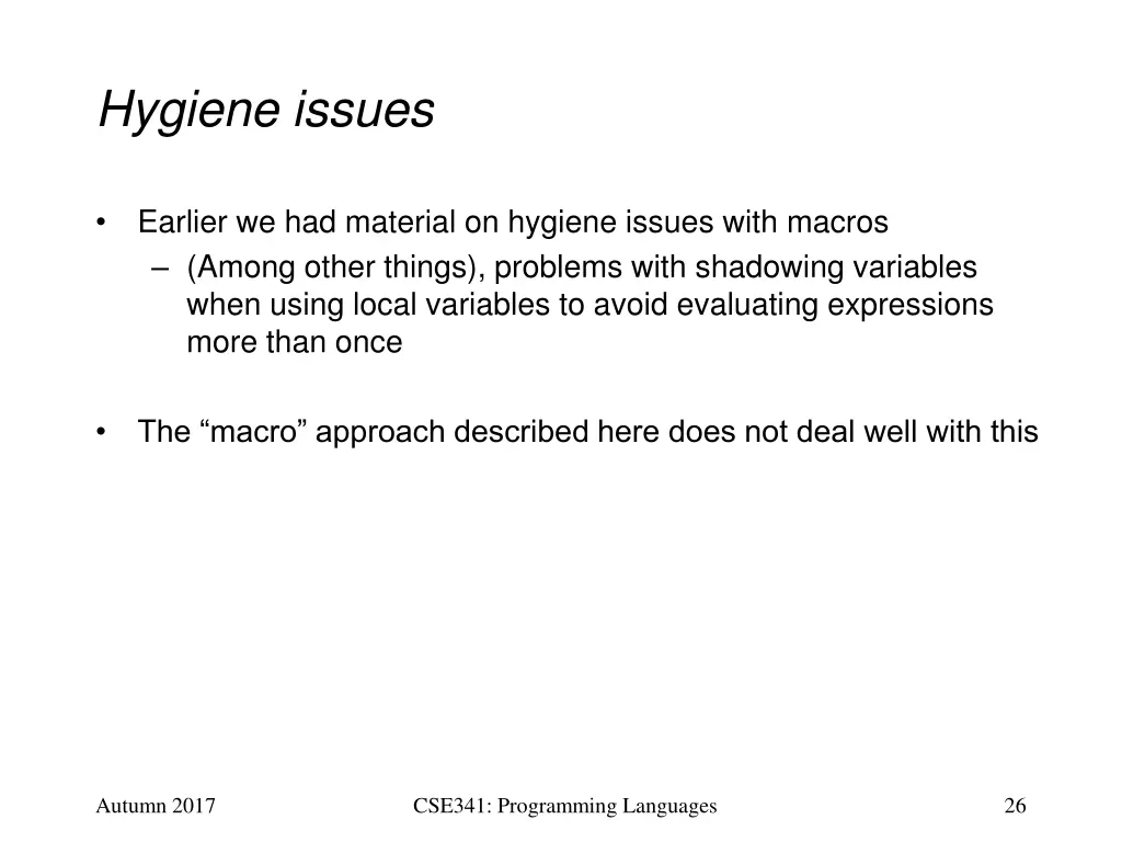 hygiene issues