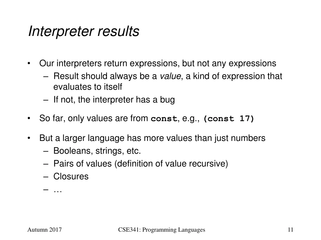 interpreter results