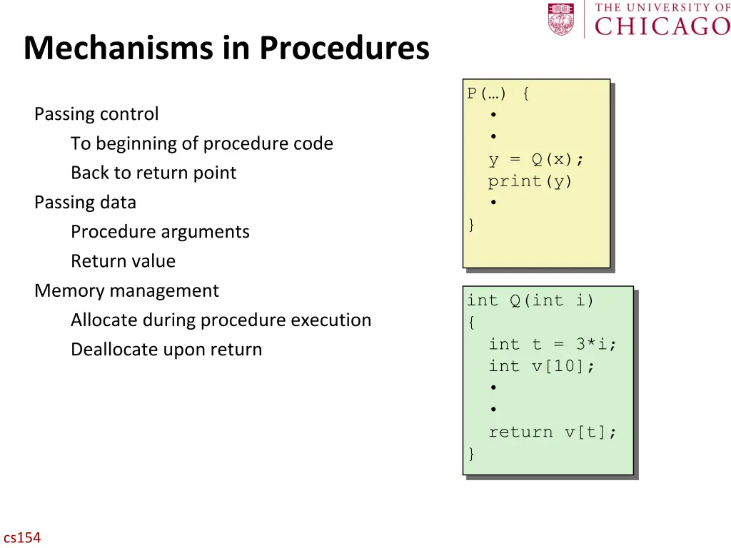 mechanisms in procedures