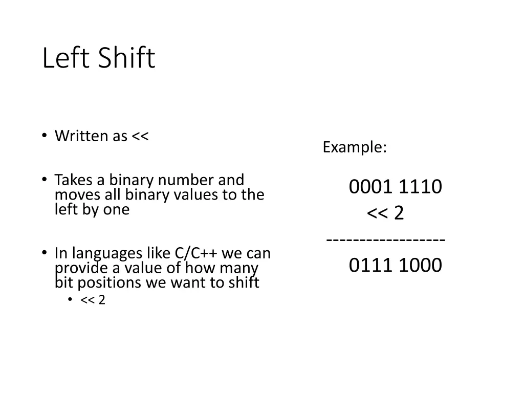 left shift 1