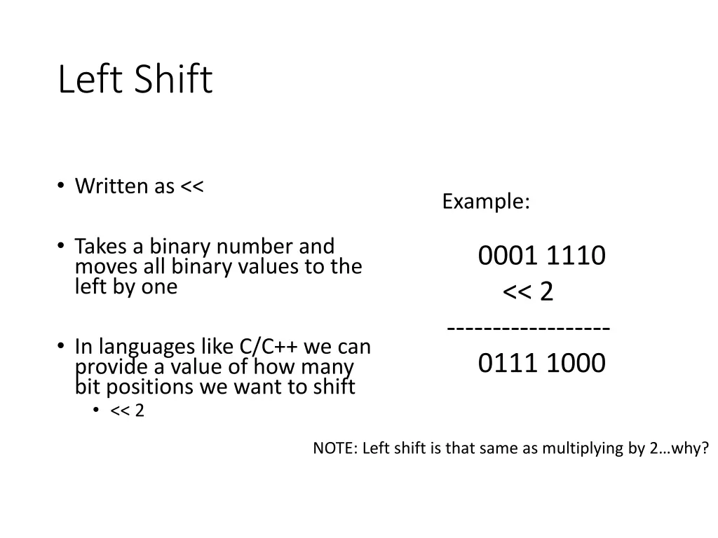 left shift 2