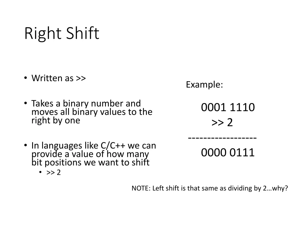 right shift