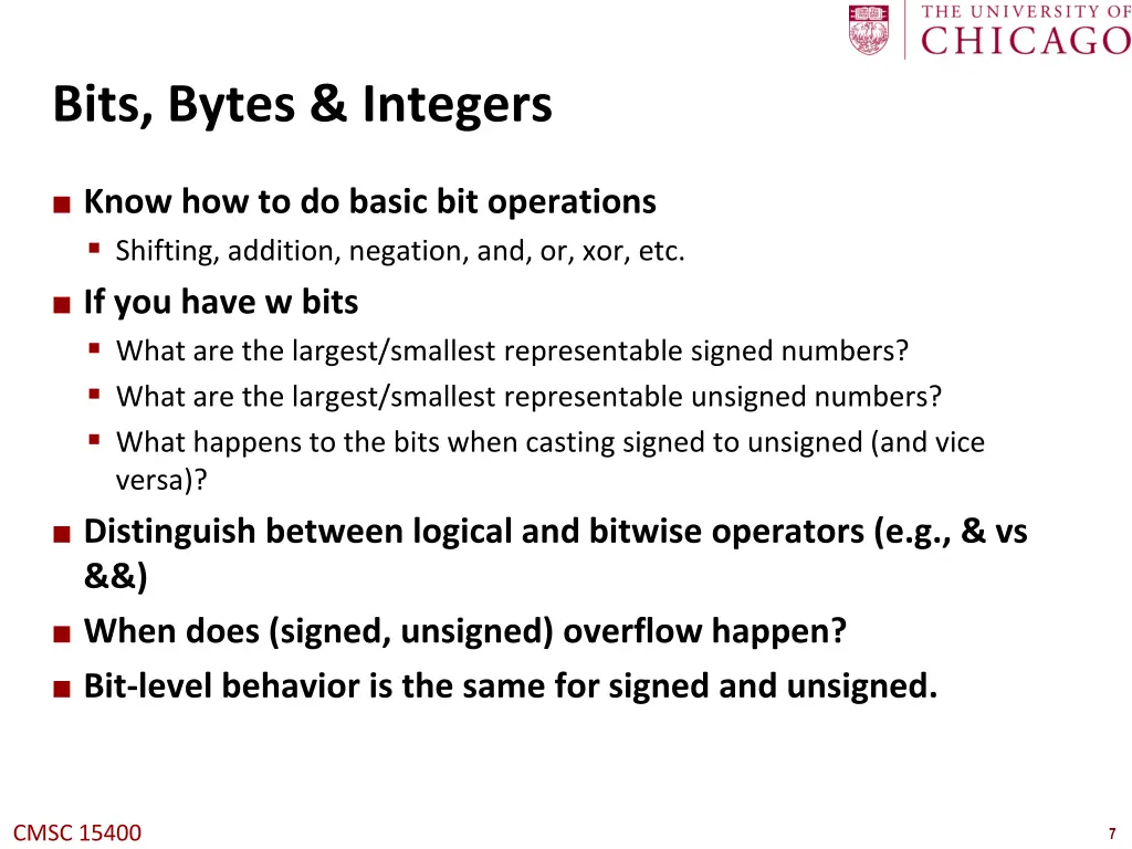 bits bytes integers