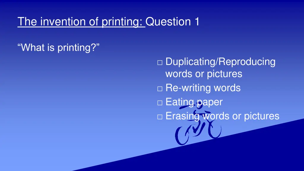 the invention of printing question 1