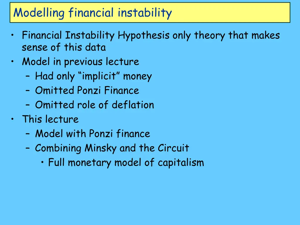 modelling financial instability