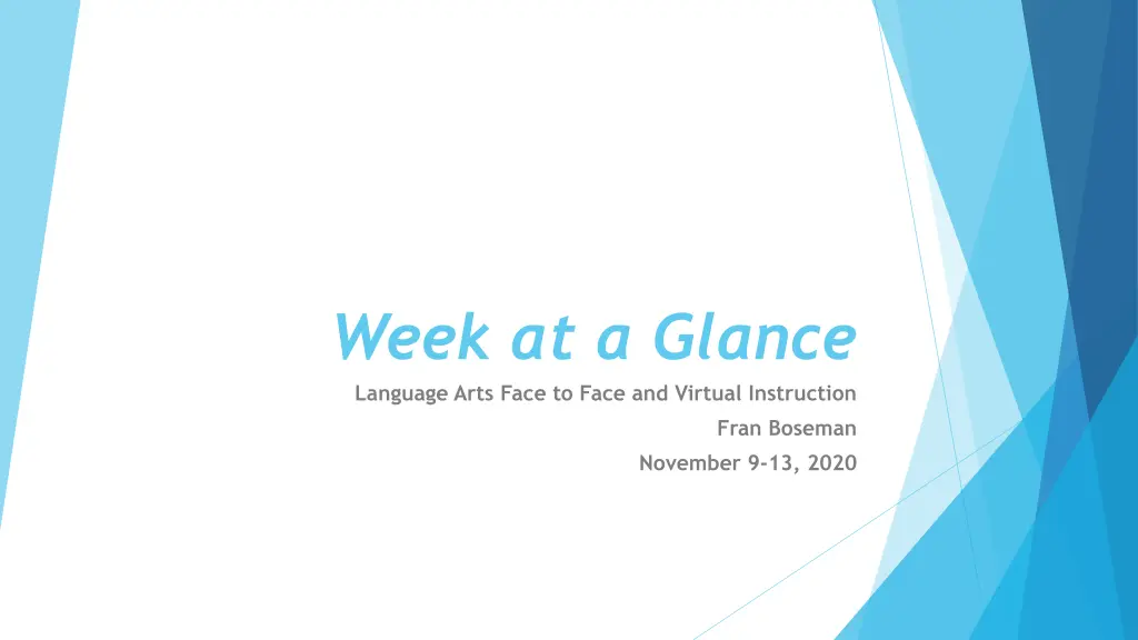 week at a glance language arts face to face