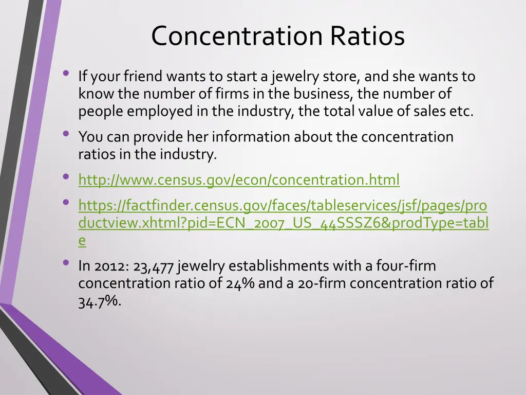 concentration ratios if your friend wants