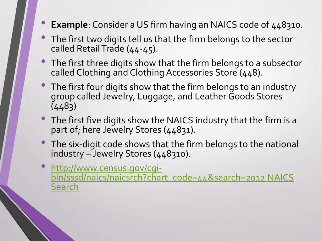 example consider a us firm having an naics code
