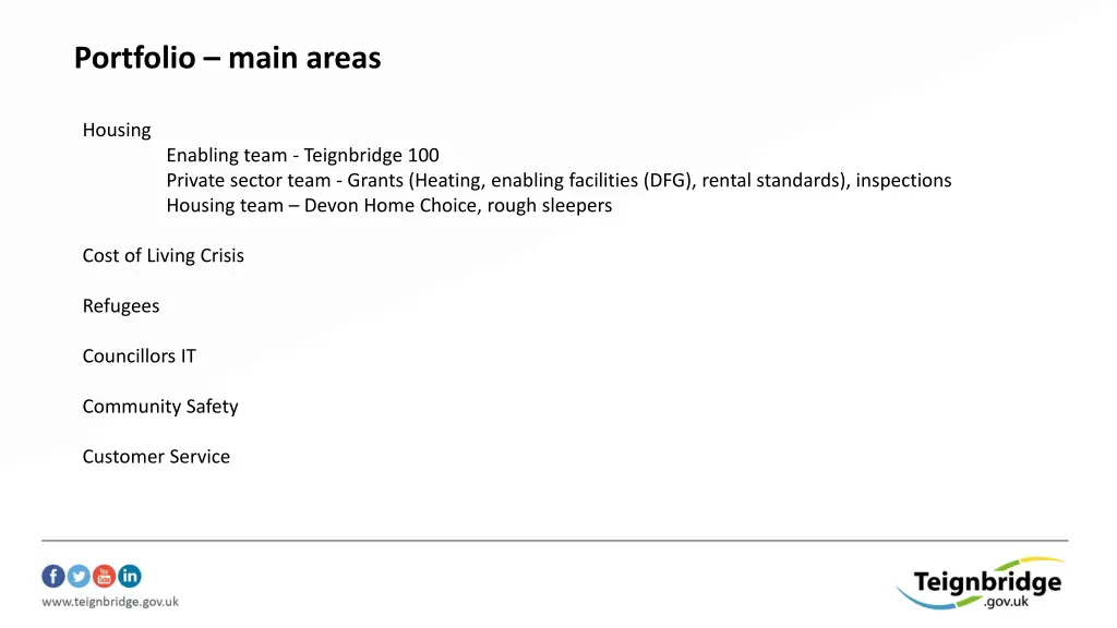 portfolio main areas