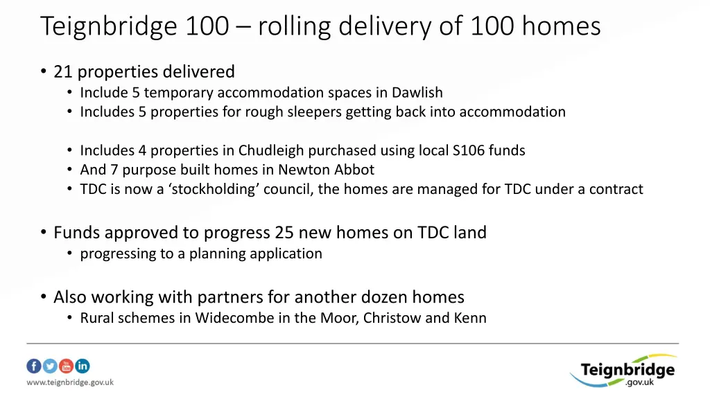 teignbridge 100 rolling delivery of 100 homes
