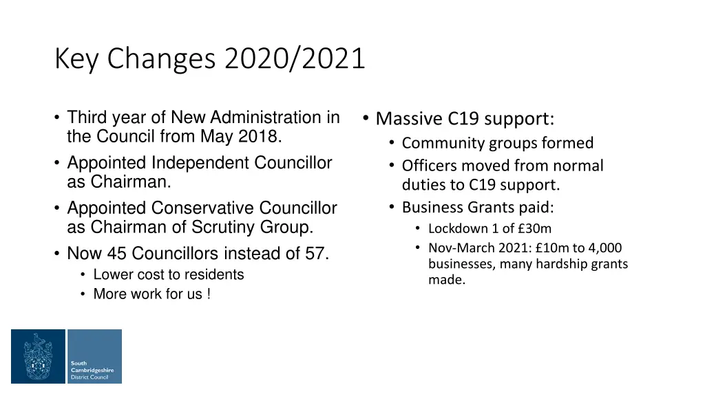 key changes 2020 2021