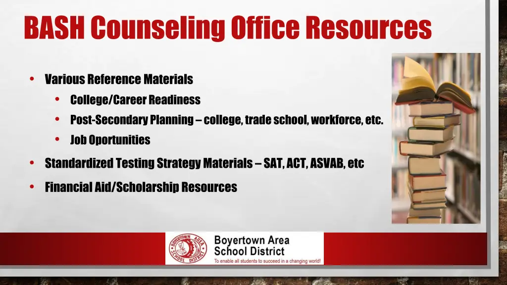 bash counseling office resources