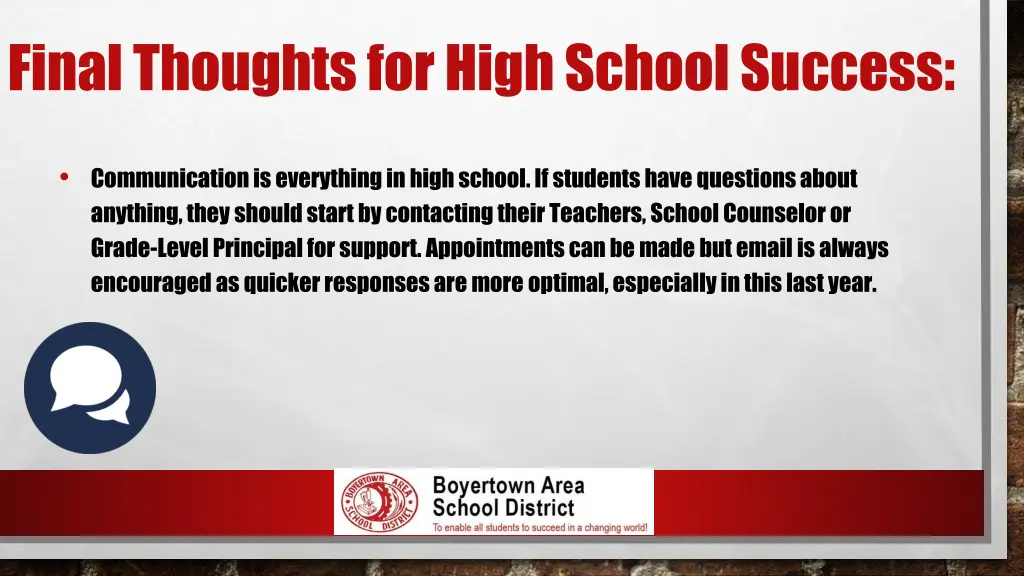 final thoughts for high school success