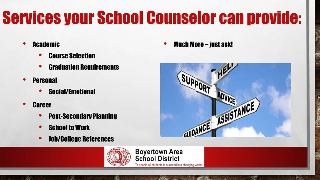 services your school counselor can provide