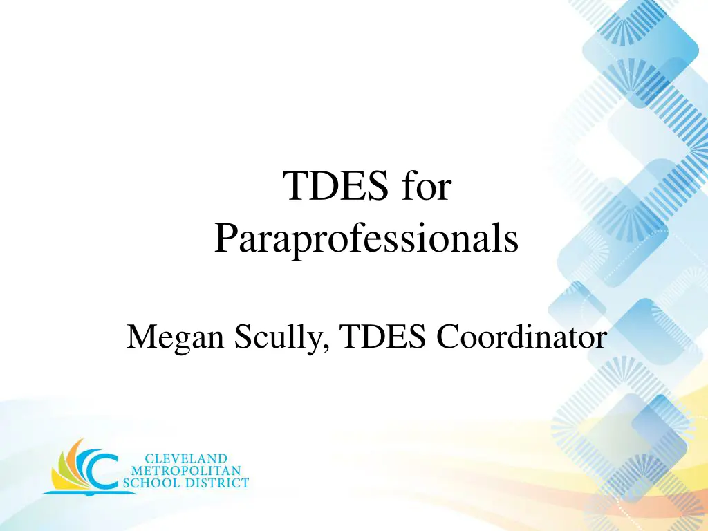 tdes for paraprofessionals