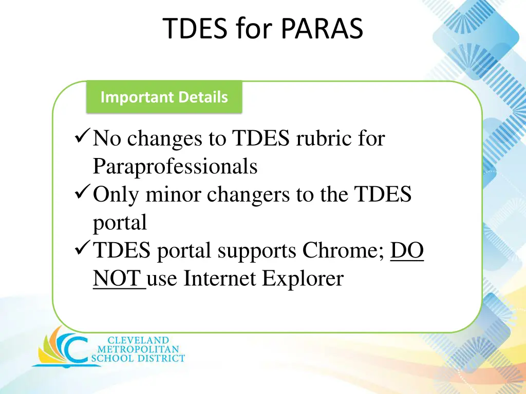 tdes for paras 1