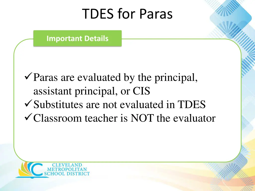 tdes for paras 3