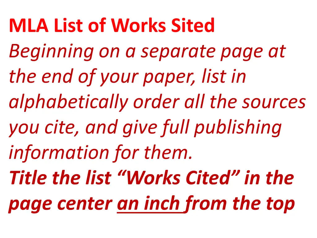 mla list of works sited beginning on a separate