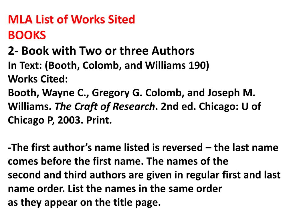 mla list of works sited books 2 book with