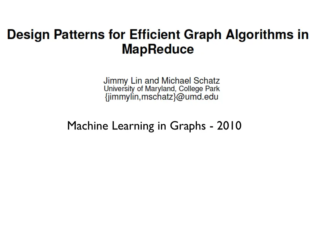 machine learning in graphs 2010