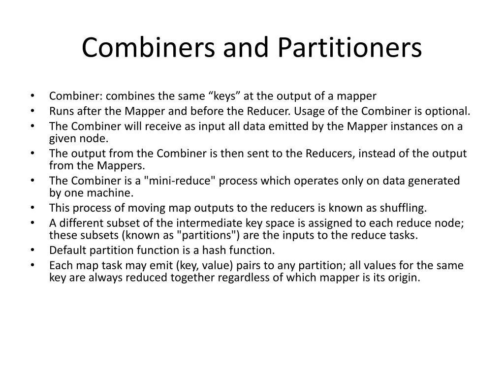 combiners and partitioners