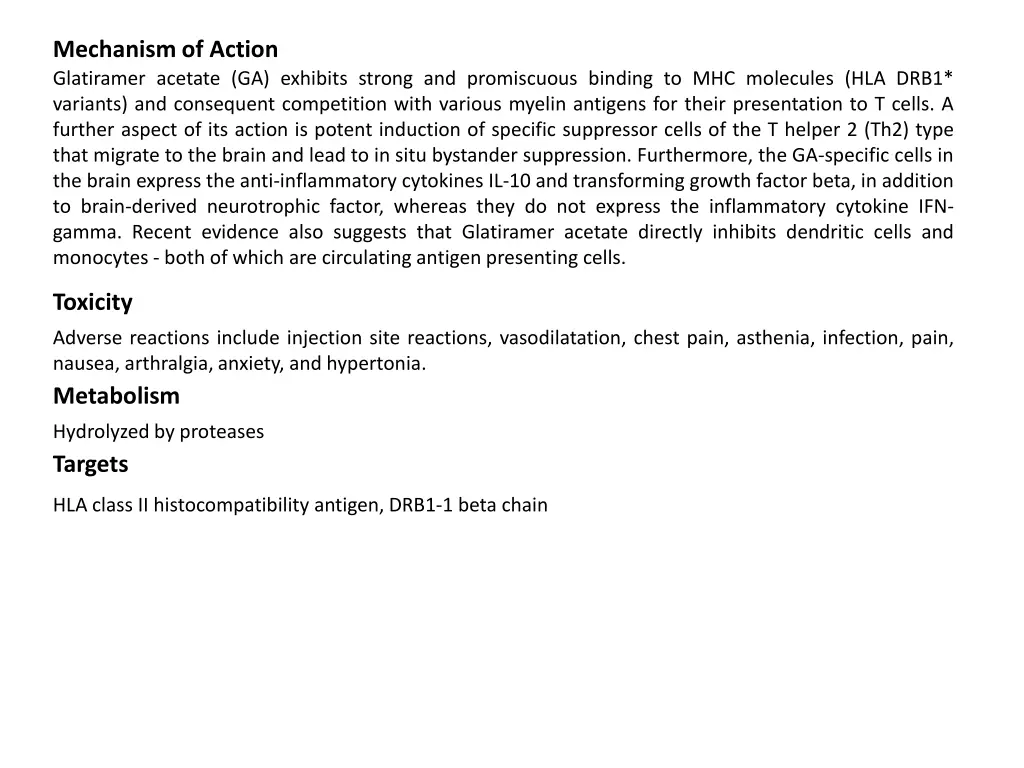 mechanism of action glatiramer acetate