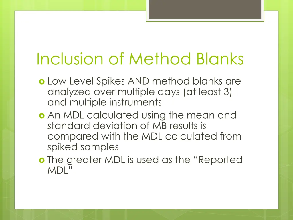inclusion of method blanks