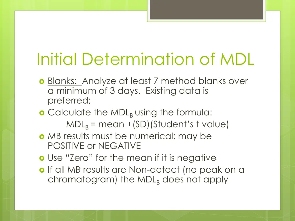 initial determination of mdl