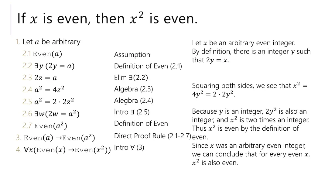 if is even then 2 is even 1