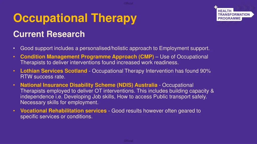 occupational therapy current research