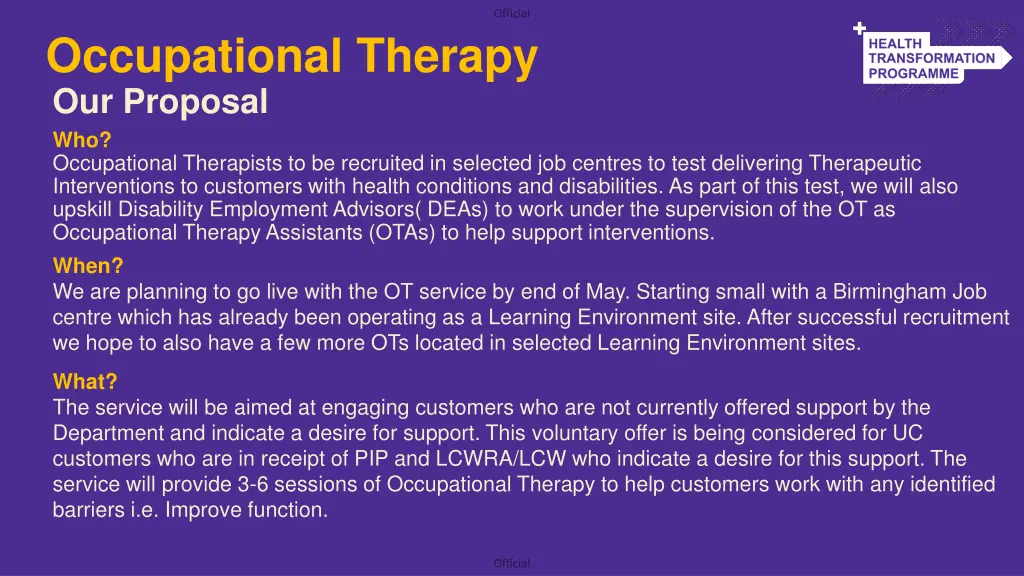 occupational therapy our proposal