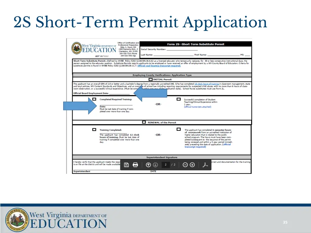 2s short term permit application