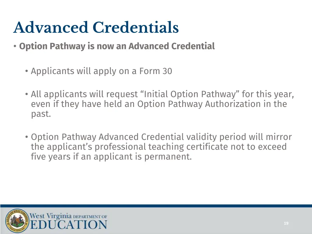 advanced credentials option pathway