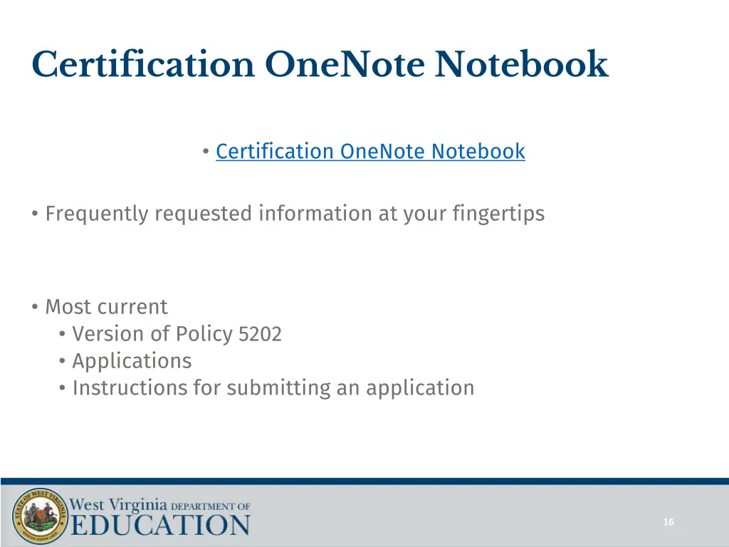 certification onenote notebook